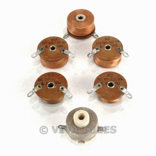 Vintage Lot of 6 Radio Frequency Crossover Filter Chokes 50/60/100MH 100MA