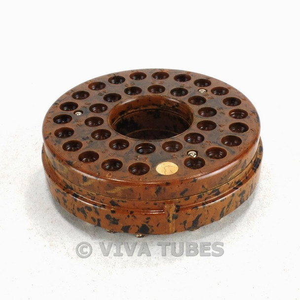 Vintage Alden 14-Pin & 21-Pin Brown Plastic CRT Tube Socket W/ Solder Terminals