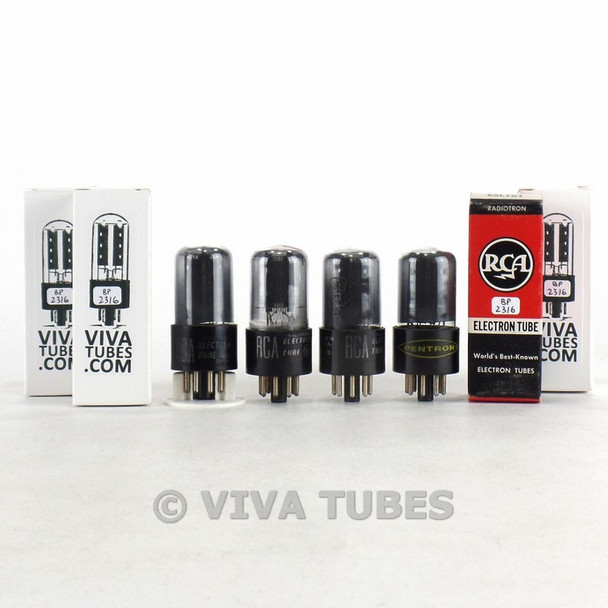 Matched Quad (4) RCA USA 6SL7GT Black Round Center Plate Smoked Vacuum Tubes 80%