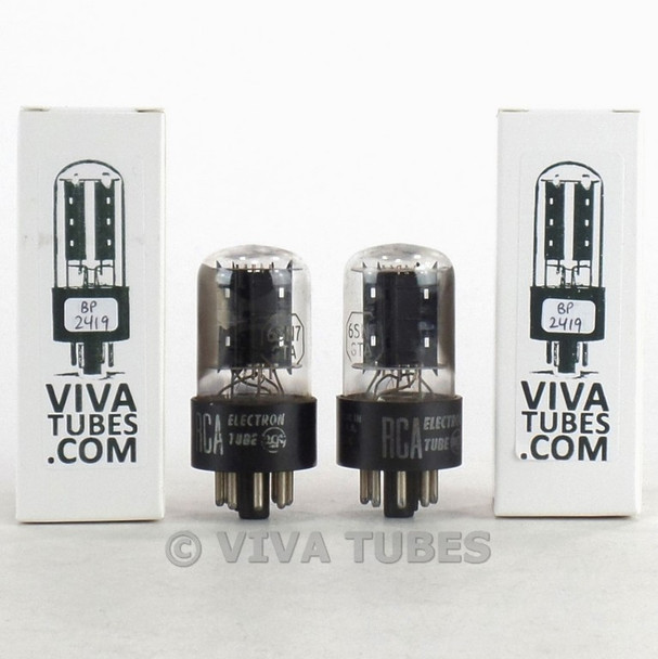 Tests NOS Matched Pair RCA USA 6SN7GTA Flat Black Plate Side [] Get Vacuum Tubes