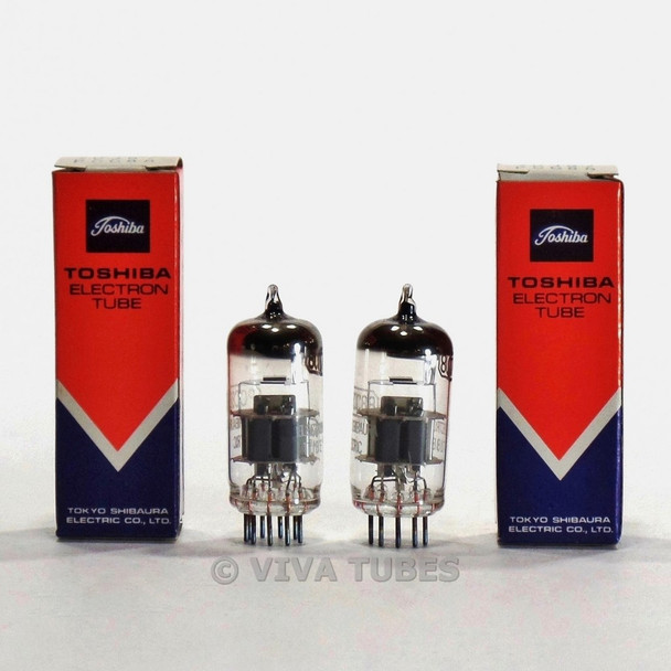 True NOS NIB Matched Pair (2) Toshiba Japan 7DJ8/PCC88 Silver Shield Tubes