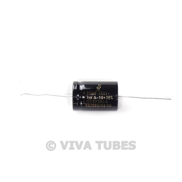 New F&T Germany Typ A 100uF 350V Axial Capacitor 100 uF @ 350 VDC Cap Tube Audio