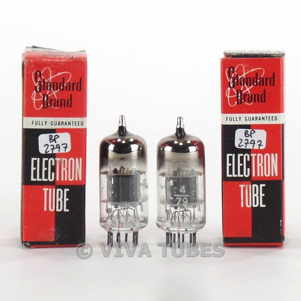 Tests NOS Date Matched Pair Standard Brand 6U8A [6GH8] Black Plate Vacuum Tubes