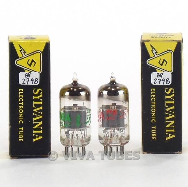 True NOS NIB Matched Pair Sylvania USA 6U8A [6GH8] O Get Tubes