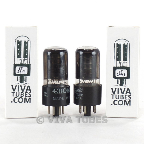 Date Matched Pair GE USA 6V6GT Black Plate [] Get Smoked Vacuum Tubes 86 & 80%