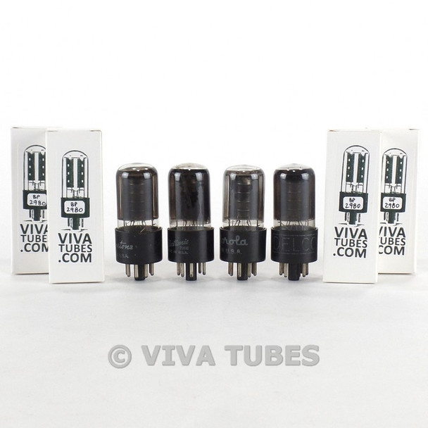 Tests NOS Matched Quad 4 GE USA 6V6GT Black Plate [] Get Smoked Vacuum Tubes