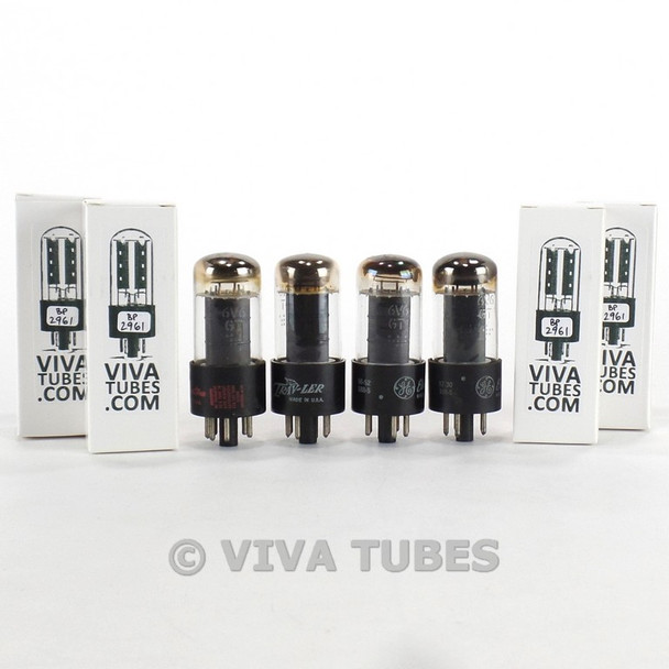 Tests NOS Matched Quad (4) GE USA 6V6GT Black Plate [] Get Vacuum Tubes 100%