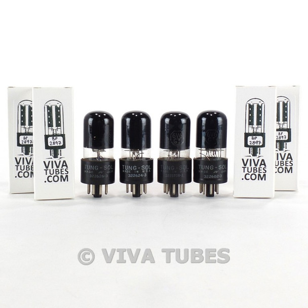 Tests NOS Matched Quad (4) Tung-Sol (Vintage) USA 6V6GT Black Plate Tubes