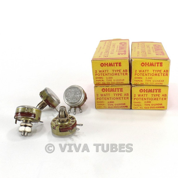 NOS NIB Vintage Lot of 3 Ohmite CLU-2521-Locking Potentiometer 2 Watt 2.5K ohm