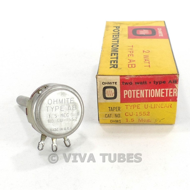 NOS NIB Vintage Ohmite CU-1552 Type AB Potentiometer 2W 1.5 MEG ohm