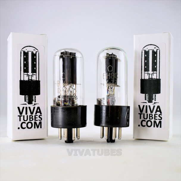 NOS Matched Pair 6N8S 6H8C 6SN7GT Soviet Russia 2 Hole Plate Tubes