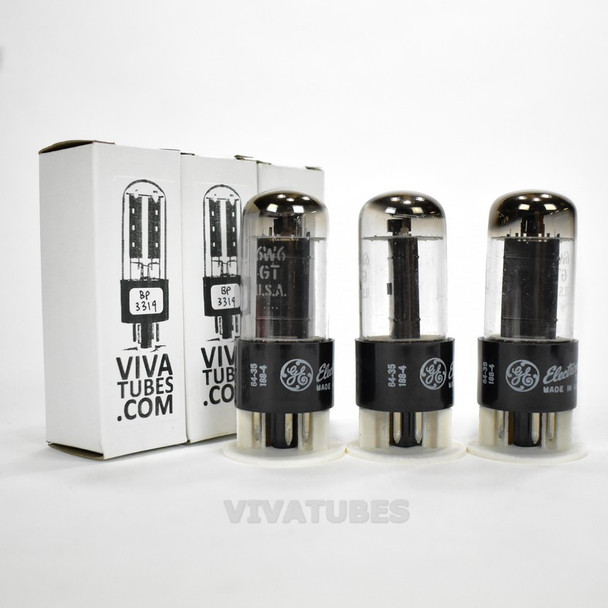 Tests NOS Date Matched Trio (3) GE USA 6W6GT Black Plate Top O Get Tubes