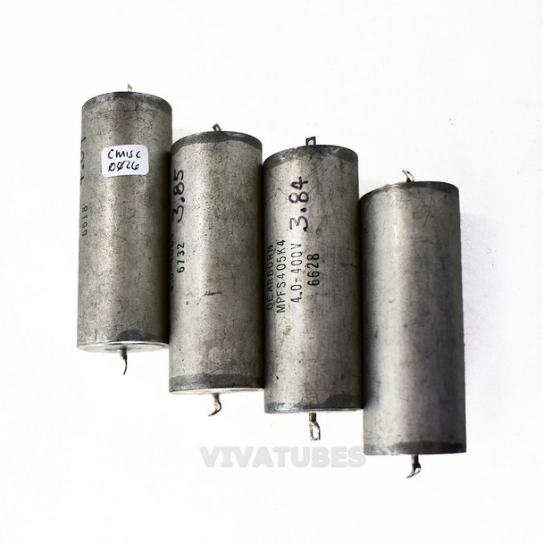 Lot of 4 Vintage Dearborn Electrolytic Paper in Oil POI Can Capacitors 4uF 400V