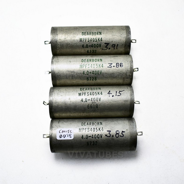 Lot of 4 Vintage Dearborn Electrolytic Paper in Oil POI  Can Capacitors 4uF 400V