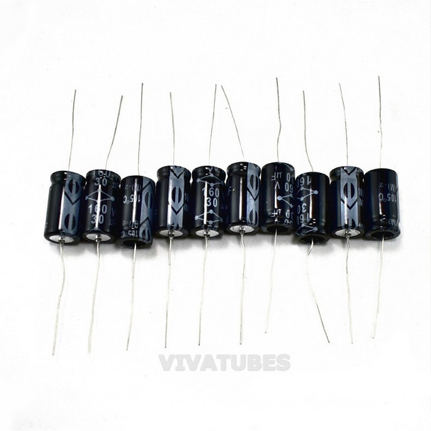 Lot of 10 Vintage Axial Electrolytic Capacitors 30uF 160V