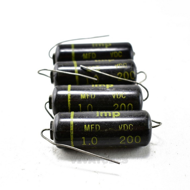 Lot of 4X Pyramid IMP Black Beauty Axial Electrolytic Capacitors 1uF @ 200V