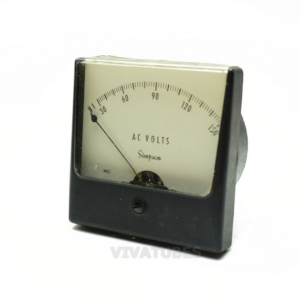 Vintage Simpson 21440 Square AC Volt Panel Meter 0-150 VAC Range 3" Voltmeter