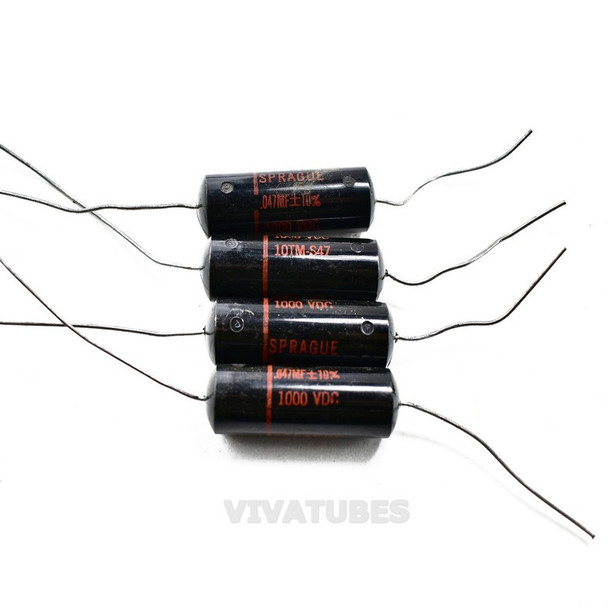 Lot of 4X. Vintage Sprague Black Beauty Axial Oil Capacitor .047uF @ 1000V.