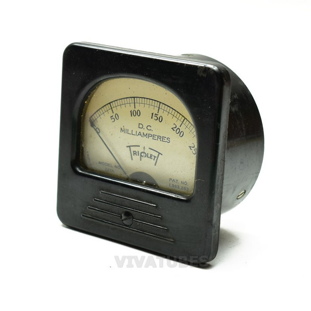 Vintage Triplett 327A Square DC Panel Meter 0-250 mA VDC 3" Ammeter