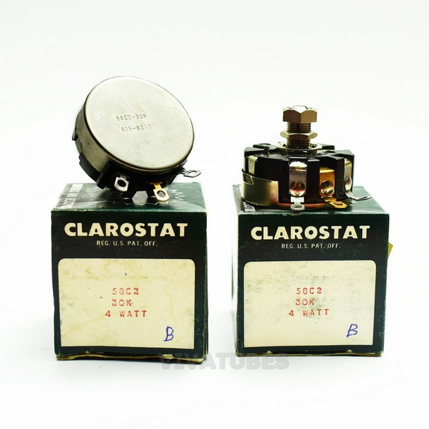 Lot of 2X. NOS NIB Clarostat 58C2 Short Shaft Potentiometer WIREWOUND 300K ohm