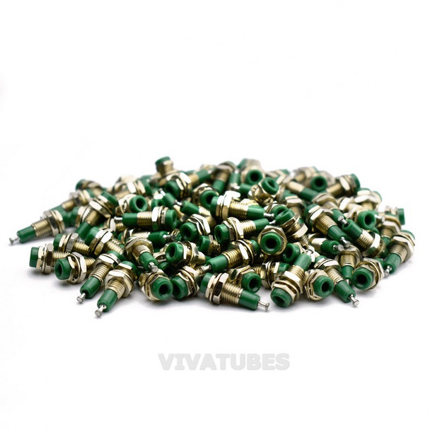 Lot of 110X Vintage Green Pin Terminal Probe Panel Mount Sockets Tube Amps