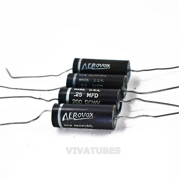 Lot of 4 Vintage Aerovox Electrolytic Axial Capacitors 25uF 200V