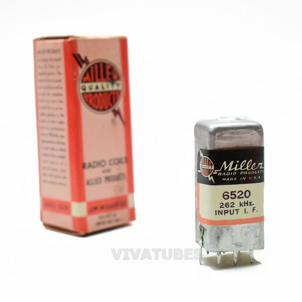NOS NIB Miller 6520 Coil Tunable Core Transformer 262 kHz. Input I.F. Coil  2"