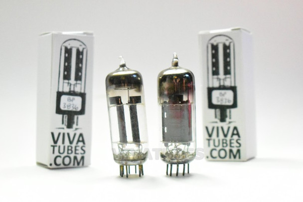 Tests NOS Matched Pair GE USA 12BH7 Grey OVAL Plate Fat D Get Vacuum Tubes