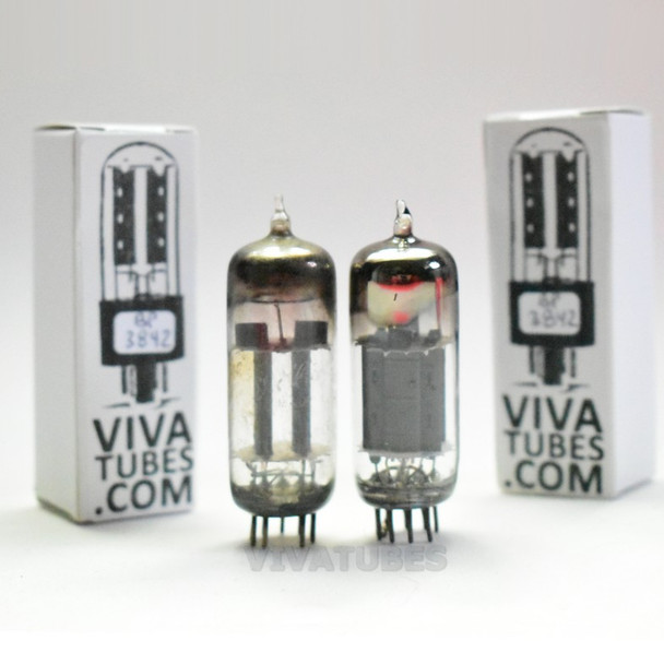 Tests NOS Matched Pair GE 12BH7 Grey OVAL Plate Top Fat D Get Vacuum Tubes