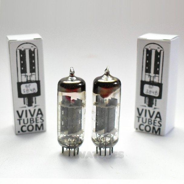 Tests NOS Matched Pair GE US 12BH7A Grey OVAL Plate Top Fat D Get Vacuum Tubes