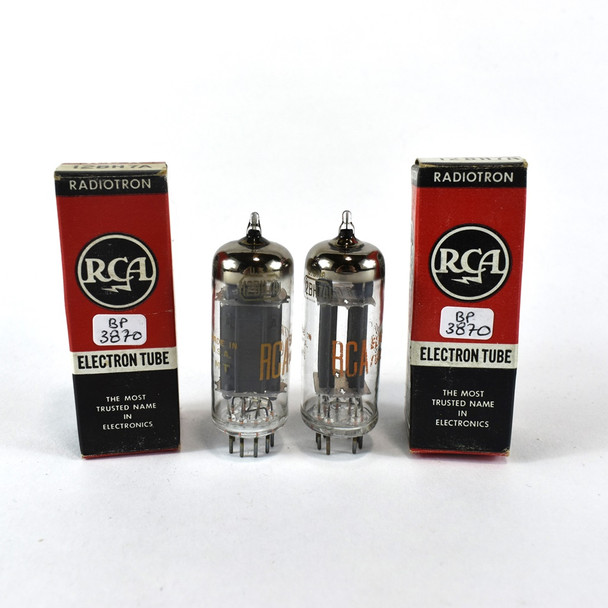 True NOS NIB Date Matched Pair RCA USA 12BH7A Grey Plate Top O Get Tubes