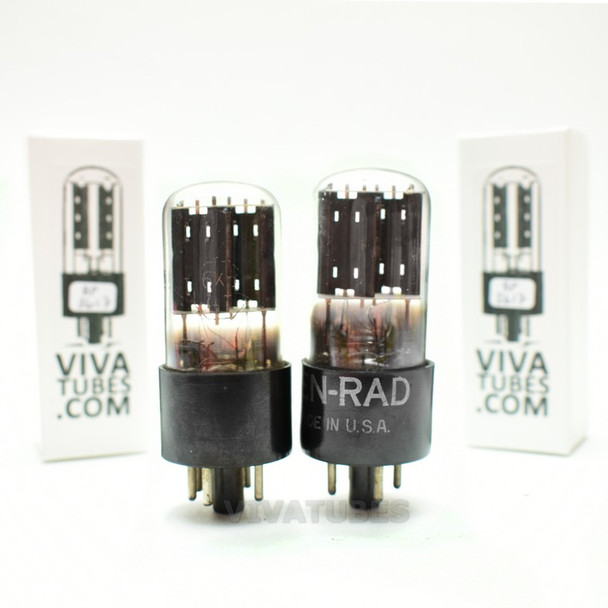 Tests NOS Matched Pair GE USA 6X5GT Black Plate Foil Get Tall Vacuum Tubes