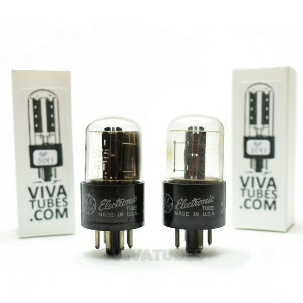 Tests NOS Date Matched Pair GE USA 6X5GT Black X Plate Side [] Get Vacuum Tubes