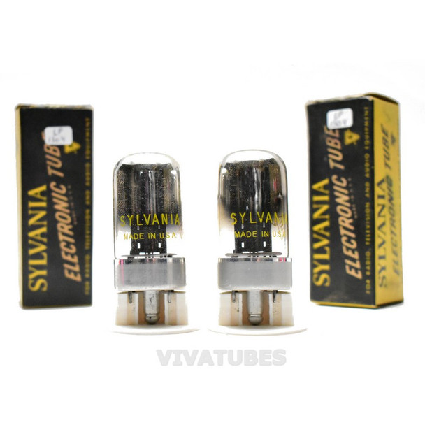 True NOS NIB Date Matched Pair Sylvania US 7A4 Grey Plate Get Vacuum Tubes