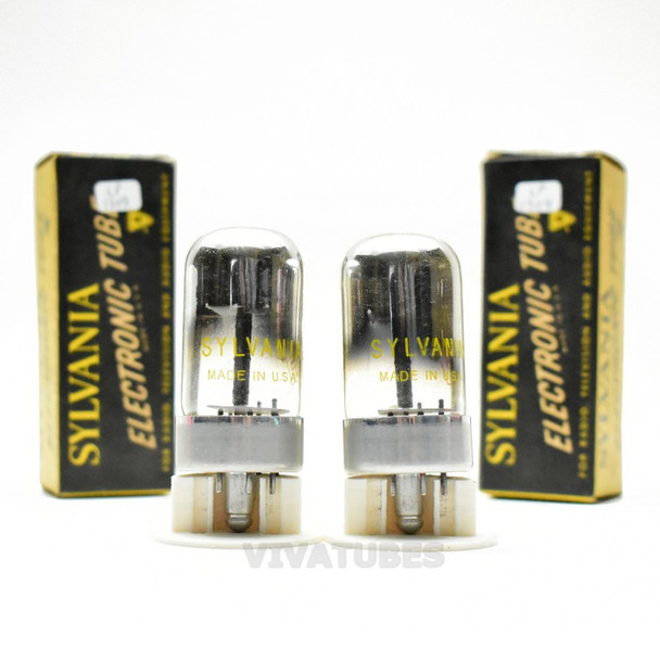 True NOS NIB Date Matched Pair Sylvania USA 7A4 Grey Plate Get Vacuum Tubes