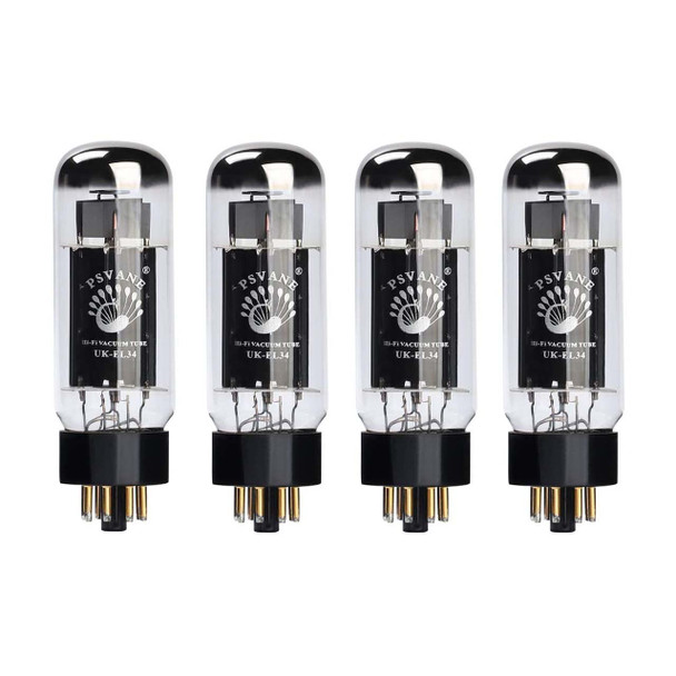 New Matched Quad (4) Psvane UK-EL34 Black Plate Vacuum Tubes