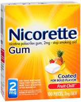 Nicorette Gum 2 mg Fruit Chill - 100 ct