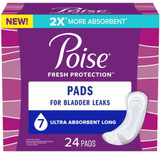 Poise Ultra Absorbant Incontinence Pads, Long Length - 2 pks of 24
