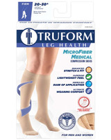 Truform 20-30 mmHg Compression MicroFiber Stockings for Men and Women, Knee High Length, Closed Toe, Black - X-Large