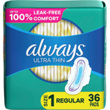Always Ultra Thin Pads with Flexi-Wings, Regular, Size 1 - 6 pks of 36
