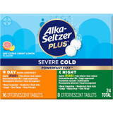 Alka-Seltzer Plus Severe Cold Day + Night PowerFast Fizz Effervescent Tablets, Citrus & Lemon - 24 ct