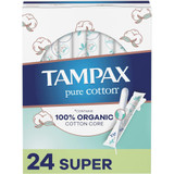 Tampax Pure Cotton Tampons, Super - 24 ct