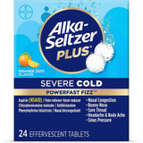 Alka-Seltzer Plus Severe Cold PowerFast Fizz Effervescent Tablets, Orange Zest - 24 ct