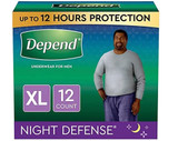 Depend Night Defense Underwear for Men Size XL - 2 pks of 12