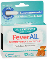 FeverAll Acetaminophen Suppositories Jr. Strength - 6 ea