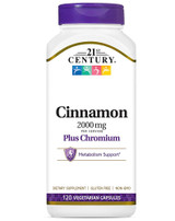 21st Century Cinnamon 2000 mg per Serving plus Chromium Vegetarian Capsules - 120 ct