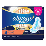 Always Maxi Pads With Flexi-Wings Overnight Size 4 - 26 ct