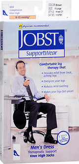 Jobst SupportWear Socks Men's Dress 8-15mmHg Knee High Brown X-Large