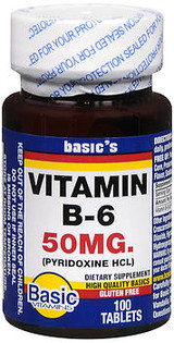 Basic Vitamins B-6 50 mg - 100 Tablets