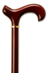 Alex Orthopedic Wood Cane with Derby Handle & Collar, Rosewood Stain